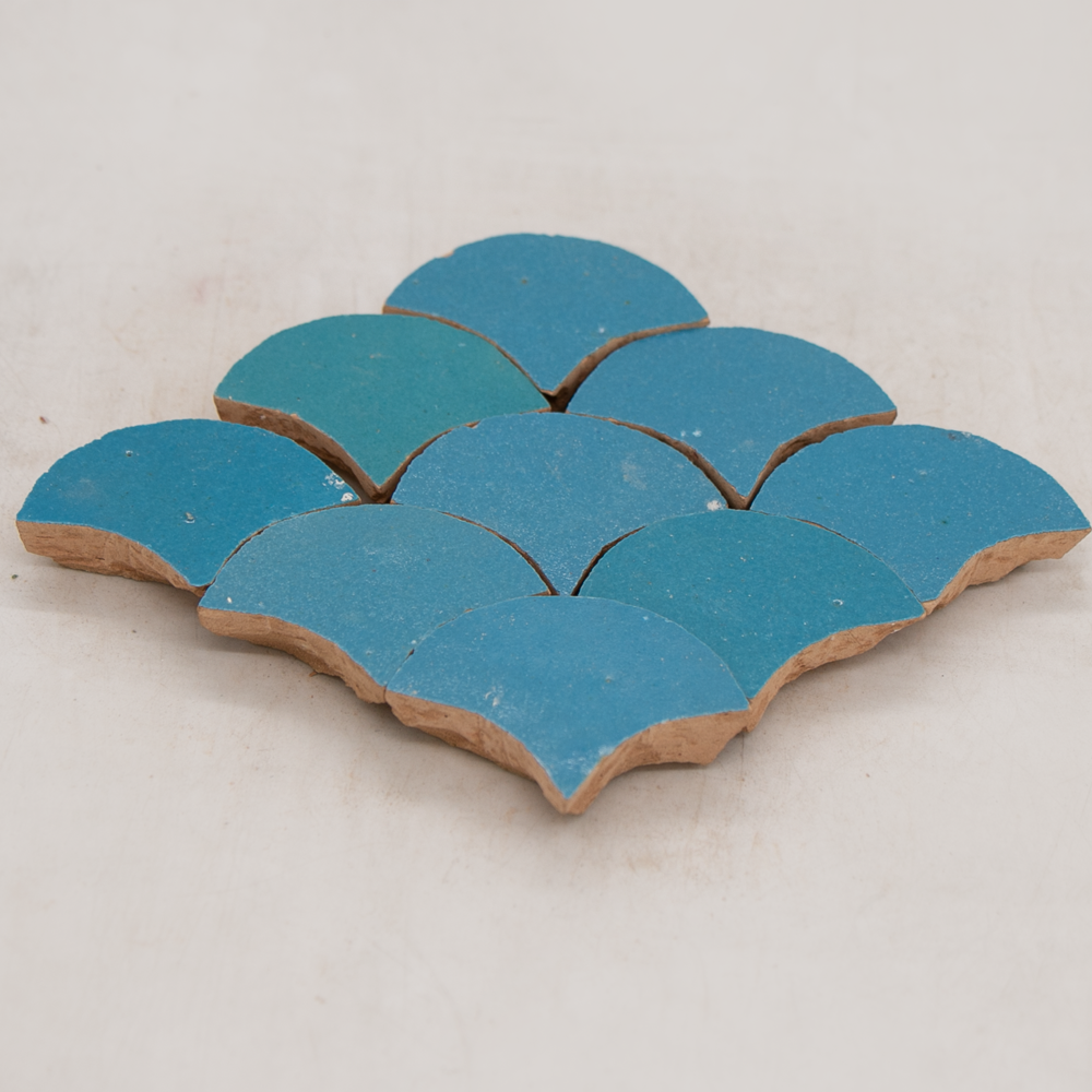 Zellige Bleu Ciel Poisson Echelles