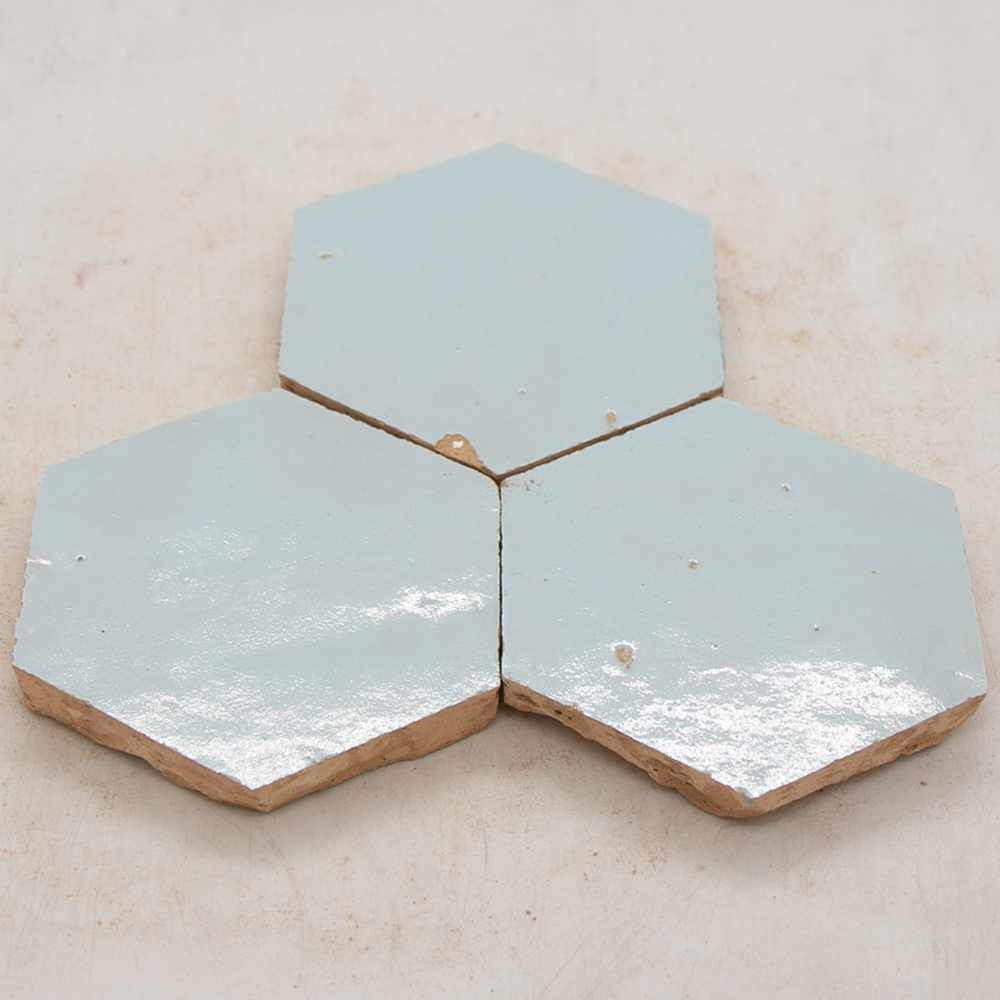 Zellige Glacier Bleu Hexagone