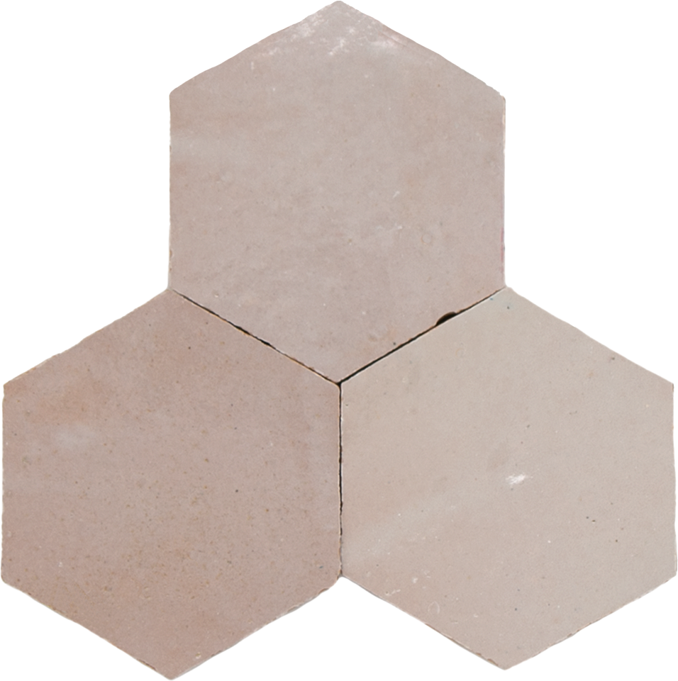 Zellige Gris Rose Hexagone