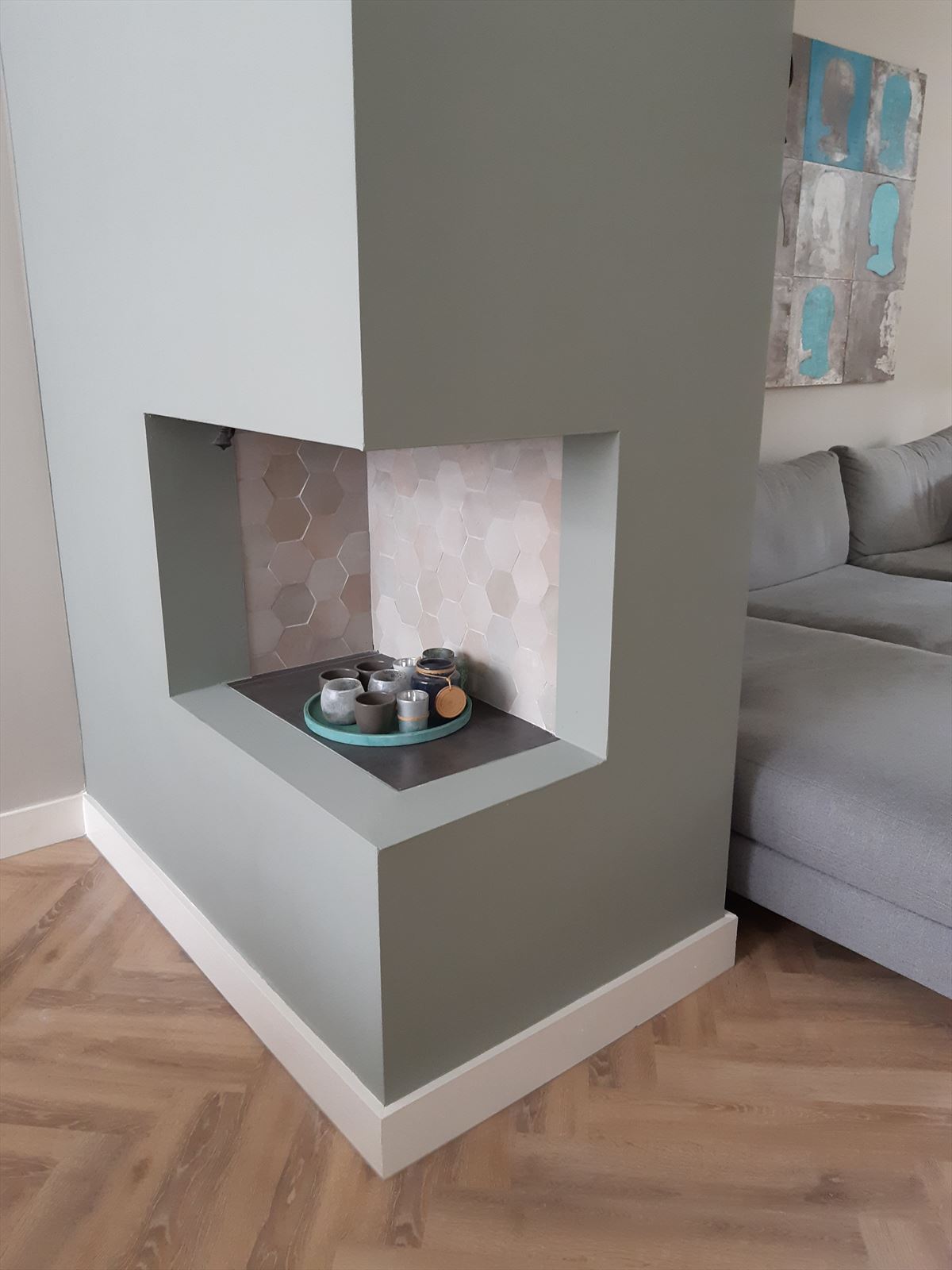 Zellige Gris Rose Hexagone