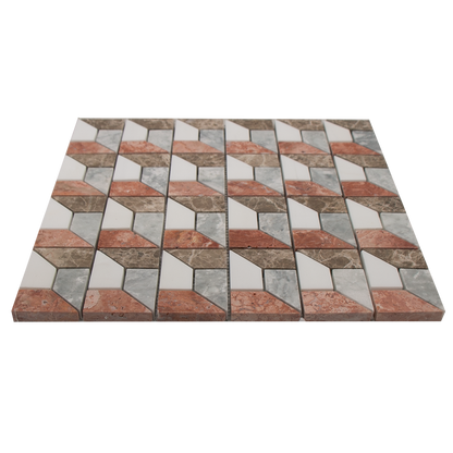 Mosaic 3D Grey Red