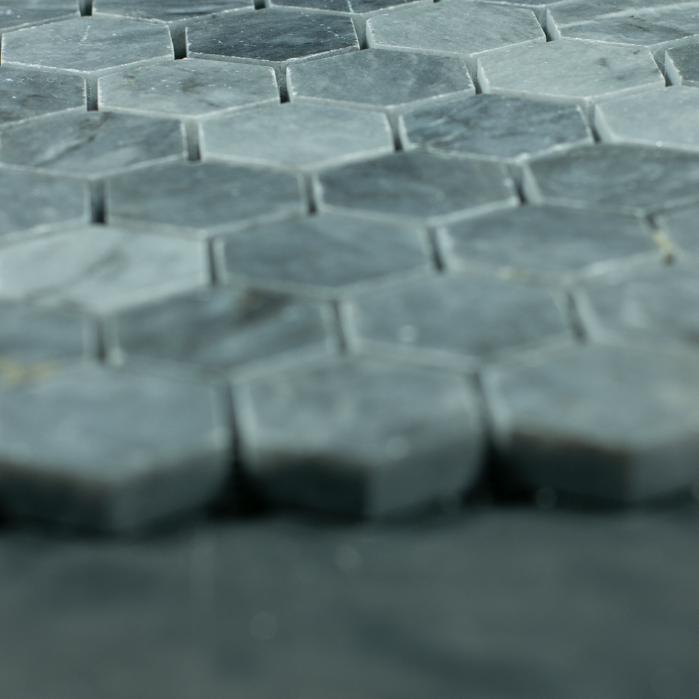 Mosaic Hexagon Plain Blue Stone