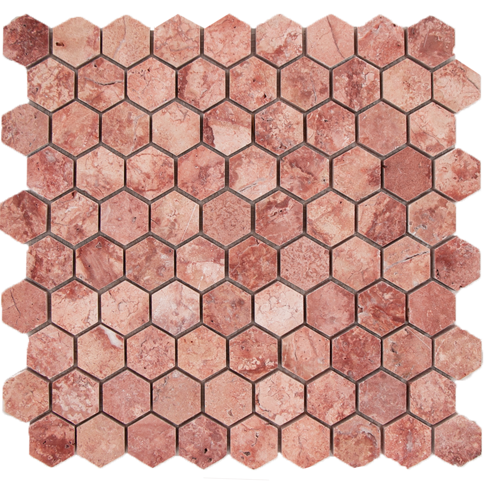SAM Mosaic Hexagon Plain Red Travertine