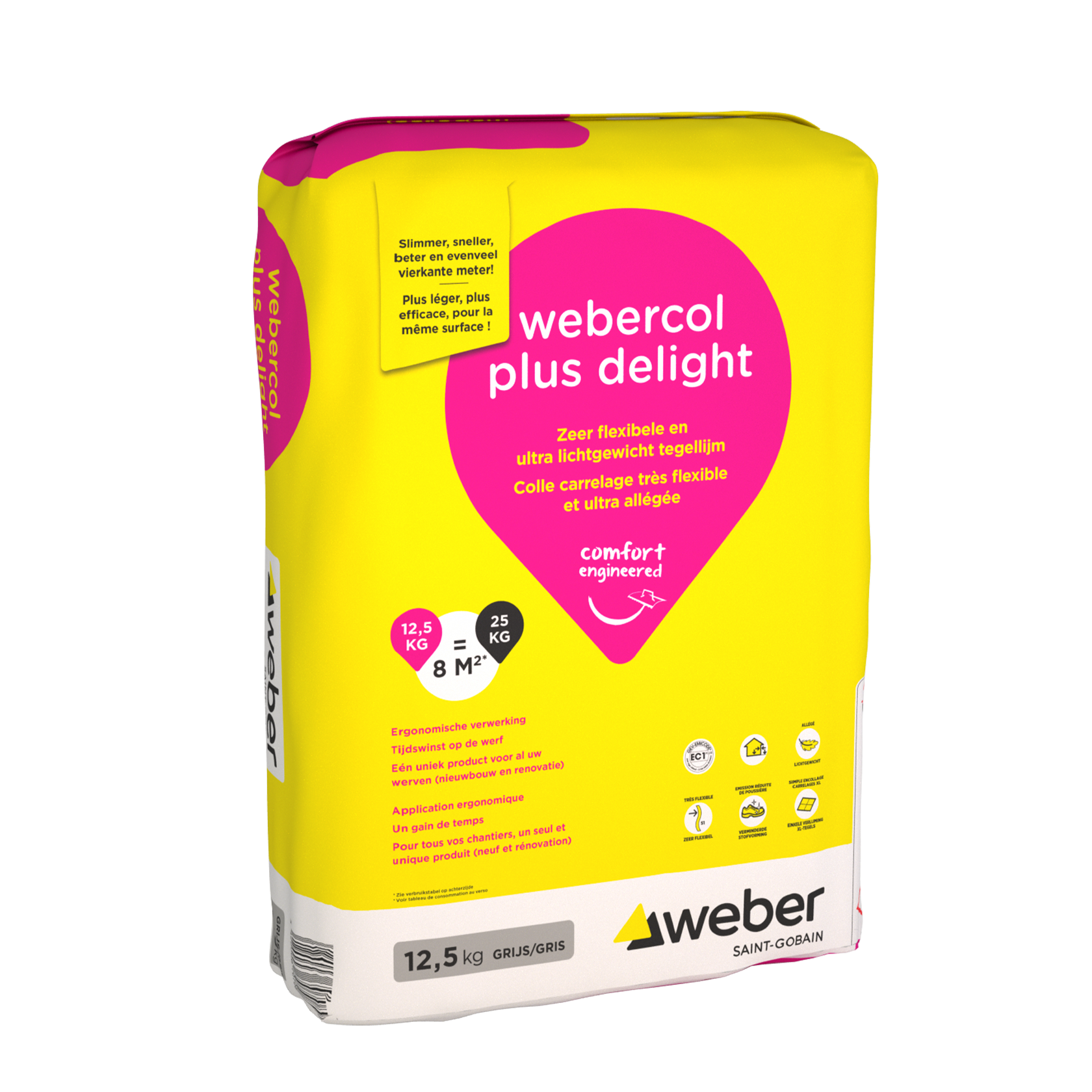 Tegellijm - Webercol Plus Delight Grijs 12,5kg