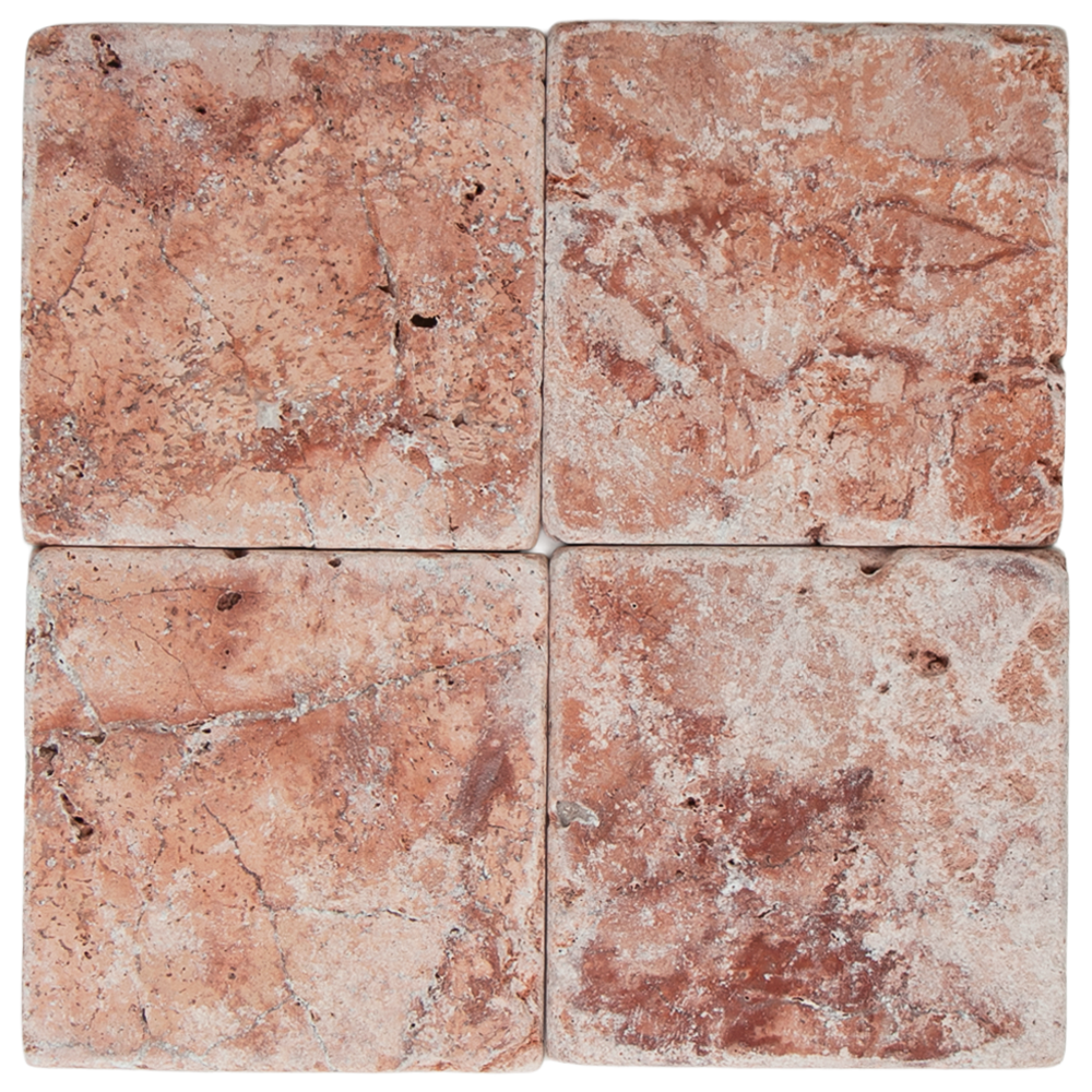 Brick Square 10 Red Travertine
