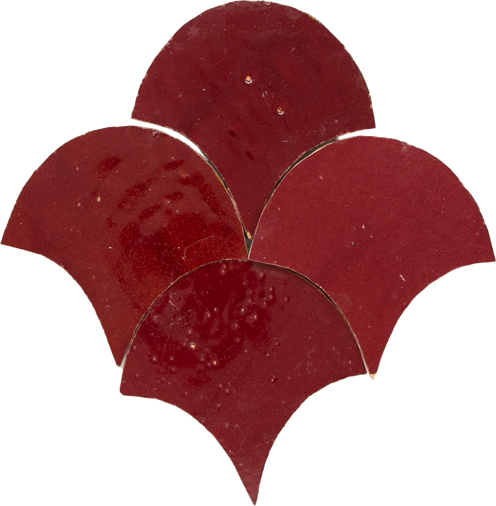Zellige Bordeaux Rouge Poisson Echelles