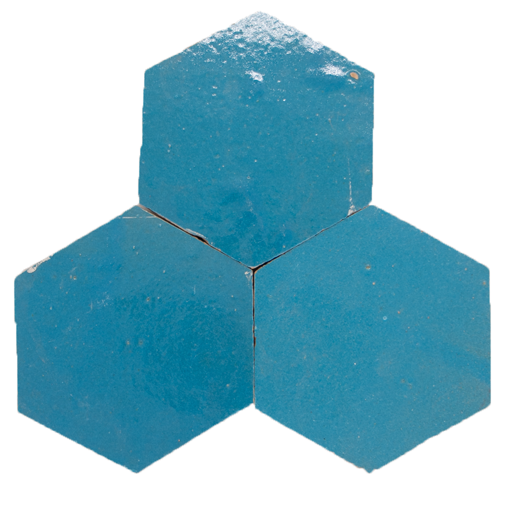 Zellige Bleu Ciel Hexagone