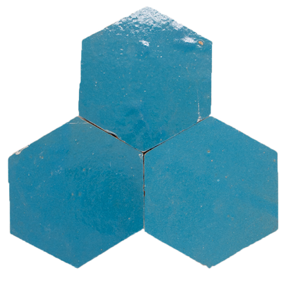 Zellige Bleu Ciel Hexagone