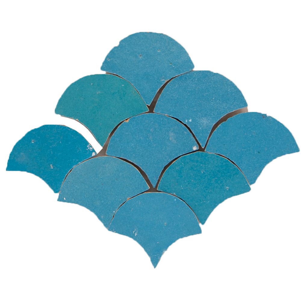 Zellige Bleu Ciel Poisson Echelles