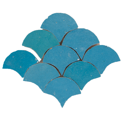 Zellige Bleu Ciel Poisson Echelles