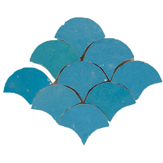 Zellige Bleu Ciel Poisson Echelles
