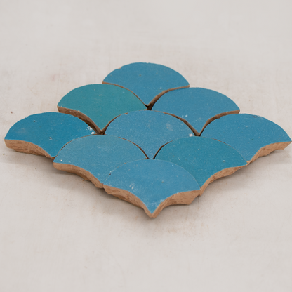 Zellige Bleu Ciel Poisson Echelles