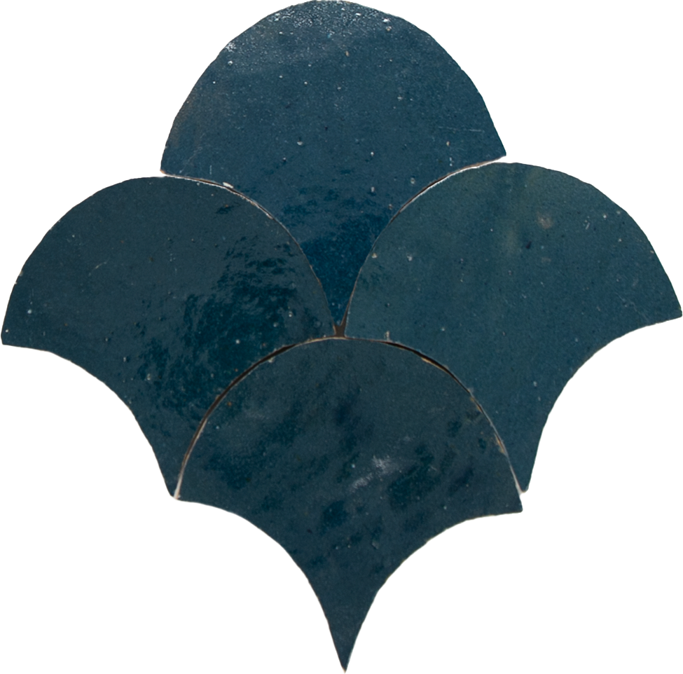 Zellige Bleu Marine Poisson Echelles