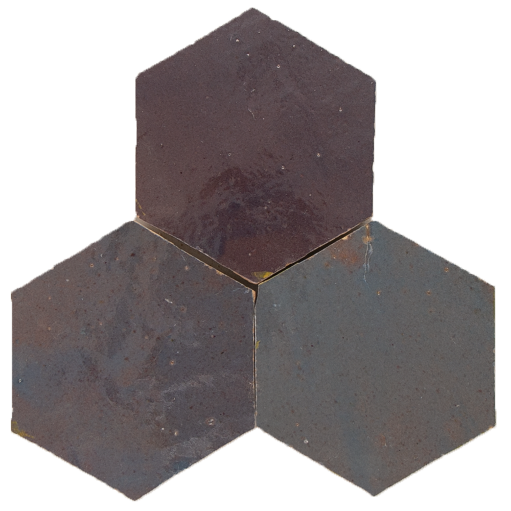 Zellige Gris Aubergine Hexagone