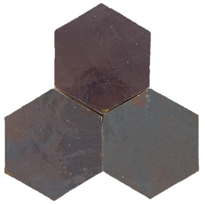 Zellige Gris Aubergine Hexagone