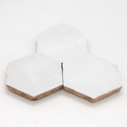 Zellige Neige Blanc Hexagone