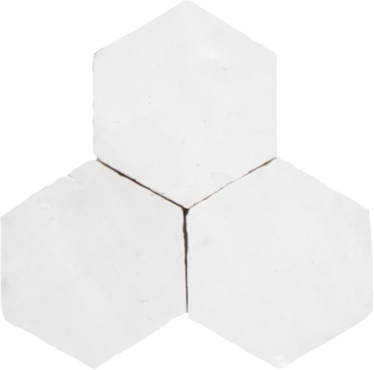 Zellige Neige Blanc Hexagone