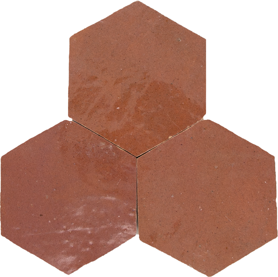 Zellige Rose Rouge Hexagone