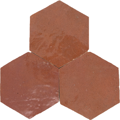 Zellige Rose Rouge Hexagone