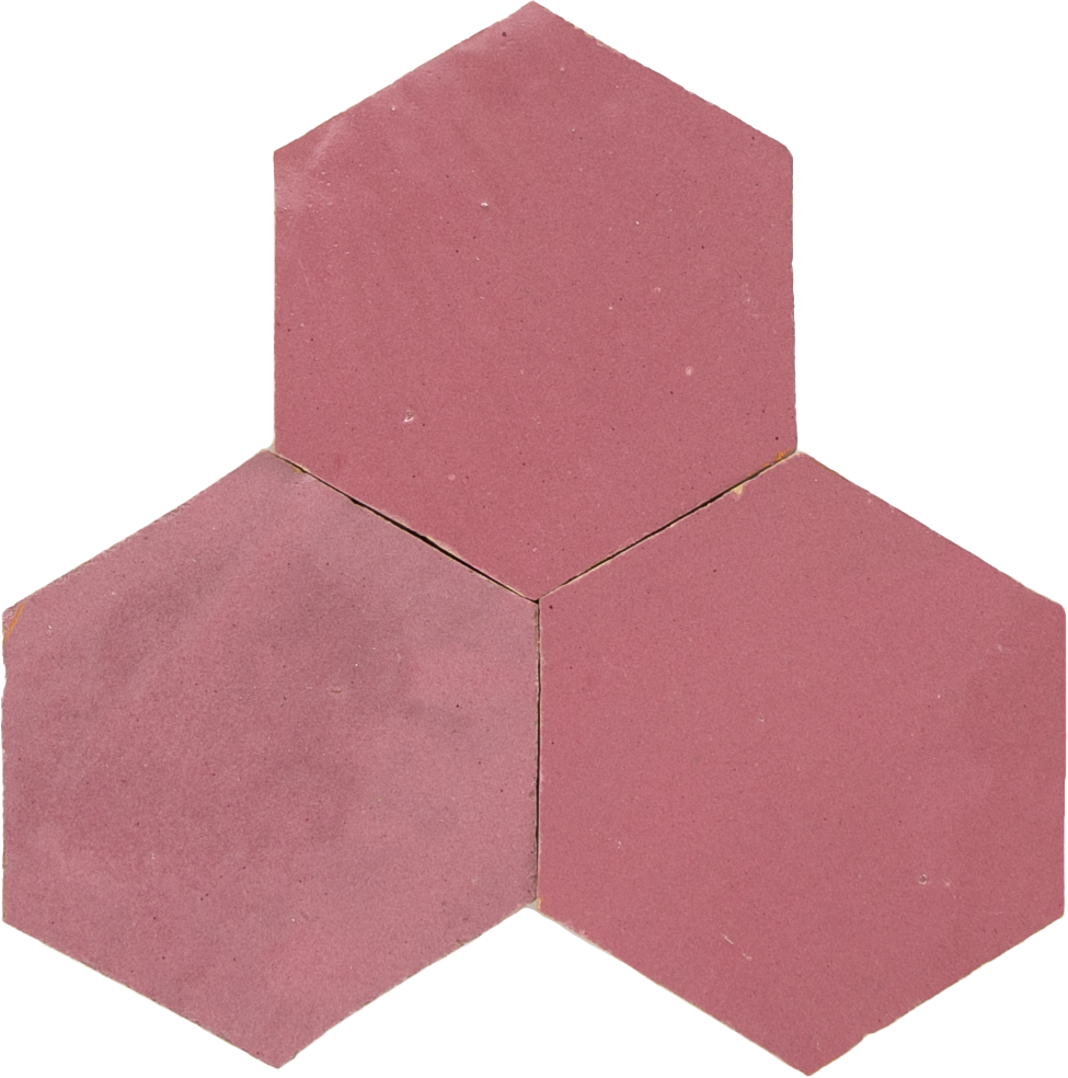 Zellige Rose Vieux Hexagone