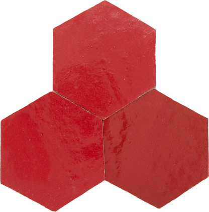 Zellige Rouge Sang Hexagone