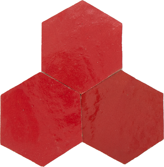 Zellige Rouge Sang Hexagone