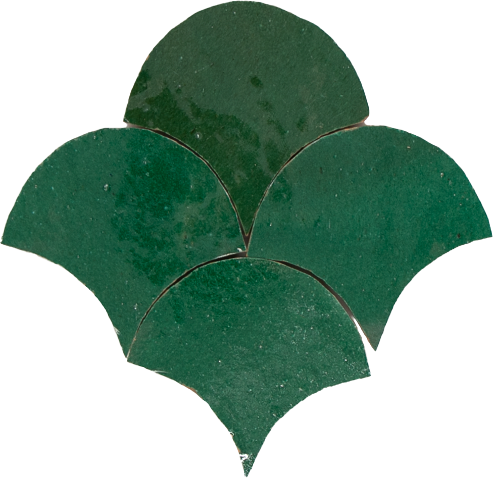 Zellige Vert Foncee Poisson Echelles