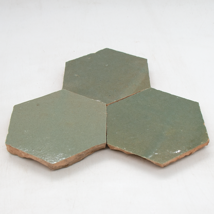 Zellige Vert Gris Hexagone
