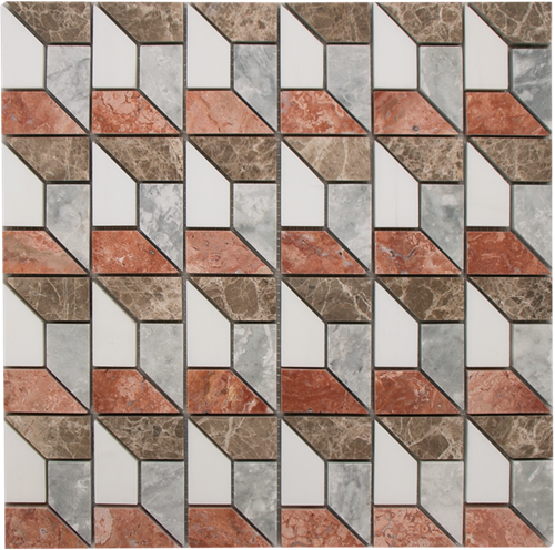 Mosaic 3D Grey Red