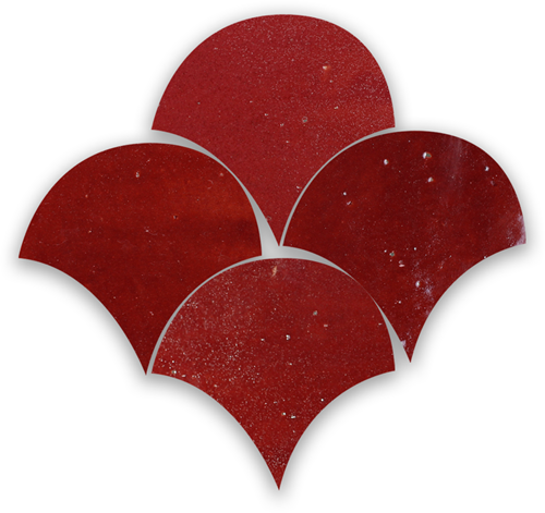 Zellige Bordeaux Rouge Poisson Echelles 10x10cm