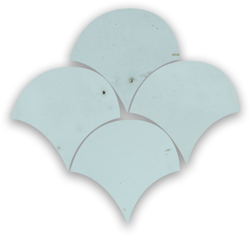 Zellige Glacier Bleu Poisson Echelles 5x5cm