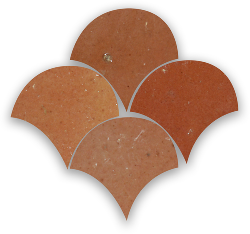 Zellige Rose Rouge Poisson Echelles 5x5cm