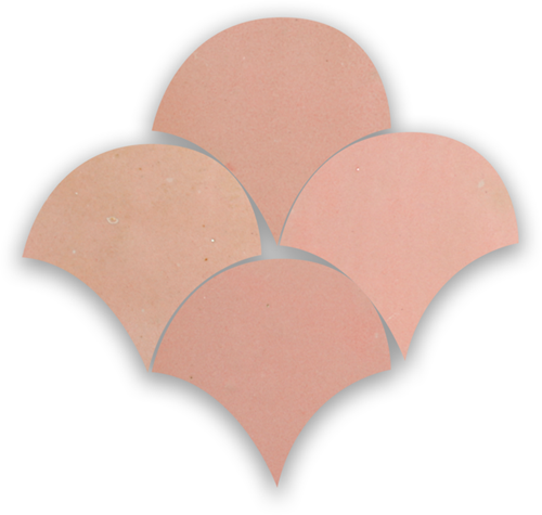 Zellige Rose Doux Poisson Echelles 5x5cm