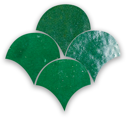 Zellige Vert Foncee Poisson Echelles 5x5cm