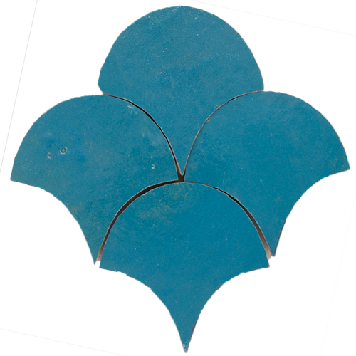 Zellige Bleu Ciel Poisson Echelles 10x10cm