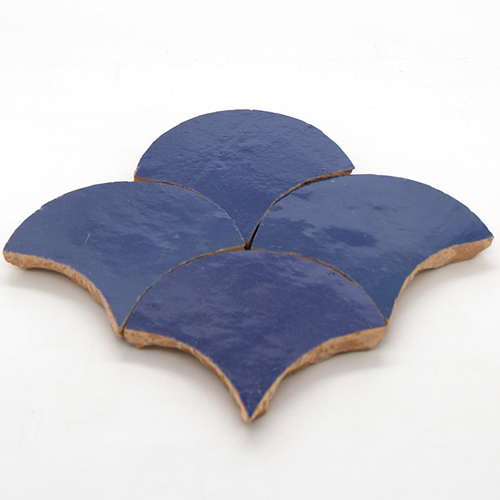 SAM Zellige Bleu Foncee Poisson Echelles 10x10cm