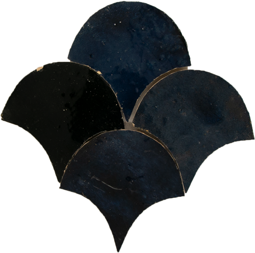 Zellige Bleu Nuit Poisson Echelles 10x10cm