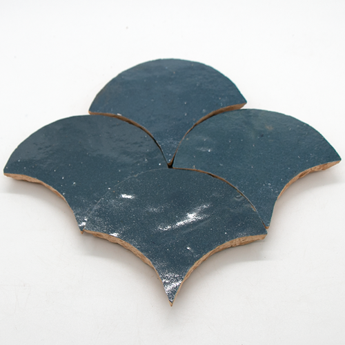 SAM Zellige Bleu Marine Poisson Echelles 10x10cm