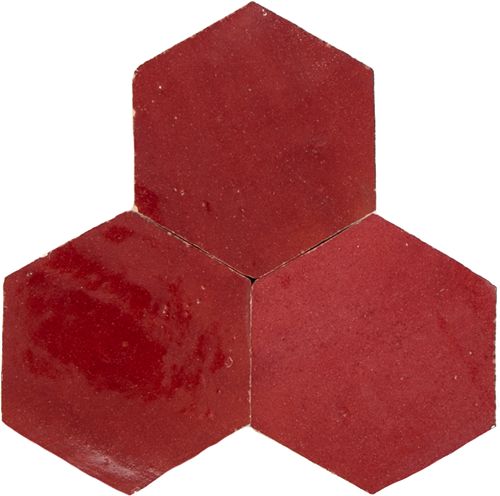 Zellige Bordeaux Rouge Hexagone