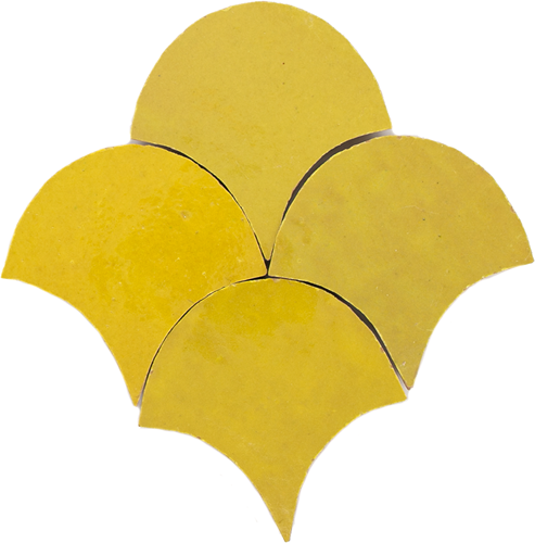 Zellige Citron Poisson Echelles 10x10cm