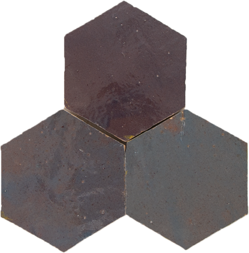 Zellige Gris Aubergine Hexagone