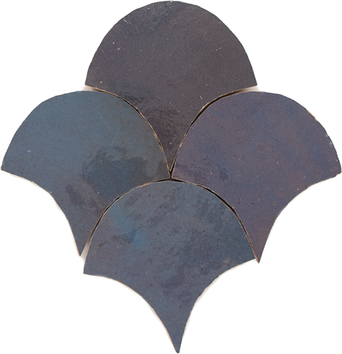 Zellige Gris Aubergine Poisson Echelles 10x10cm