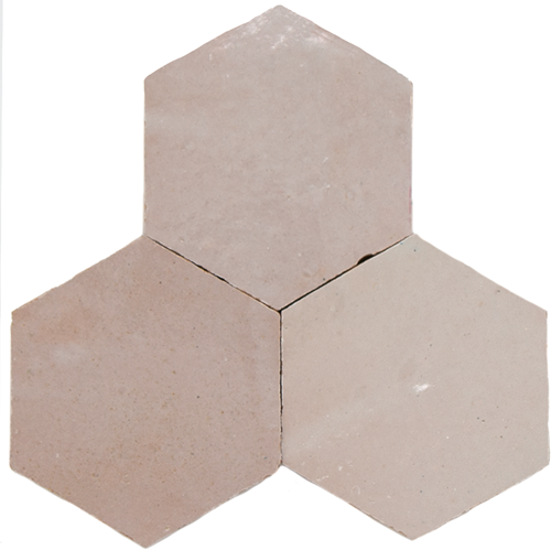 Zellige Gris Rose Hexagone