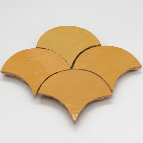 SAM Zellige Jaune Poisson Echelles 10x10cm
