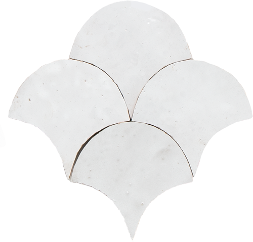 Zellige Neige Blanc Poisson Echelles 10x10cm