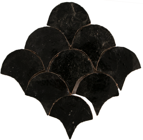 Zellige Noir Poisson Echelles 5x5cm