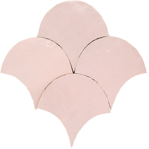 Zellige Pastel Rose Poisson Echelles 10x10cm