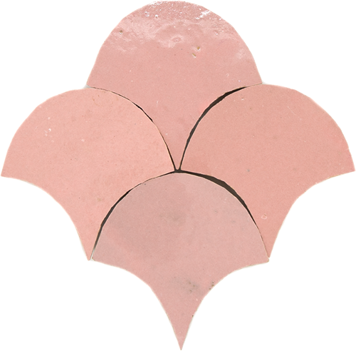 Zellige Rose Doux Poisson Echelles 10x10cm