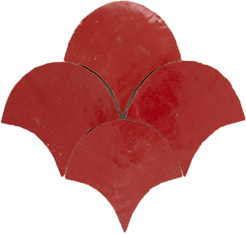 Zellige Rouge Sang Poisson Echelles 10x10cm