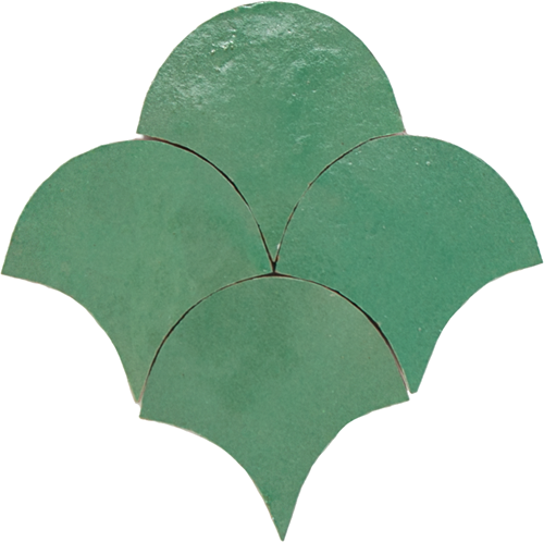 Zellige Turquoise Poisson Echelles 10x10cm